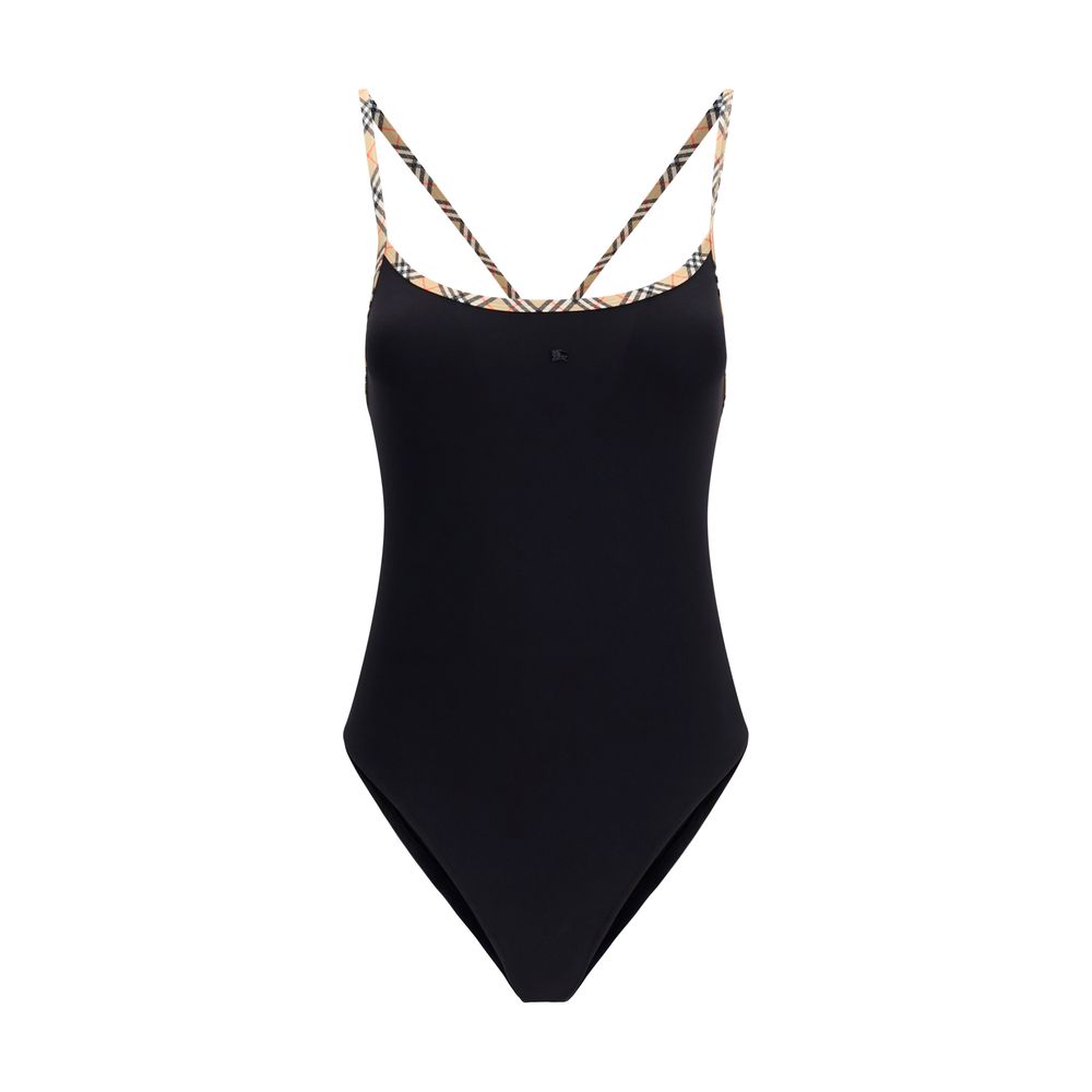 Elastane One-Piece Swimsuit — Black