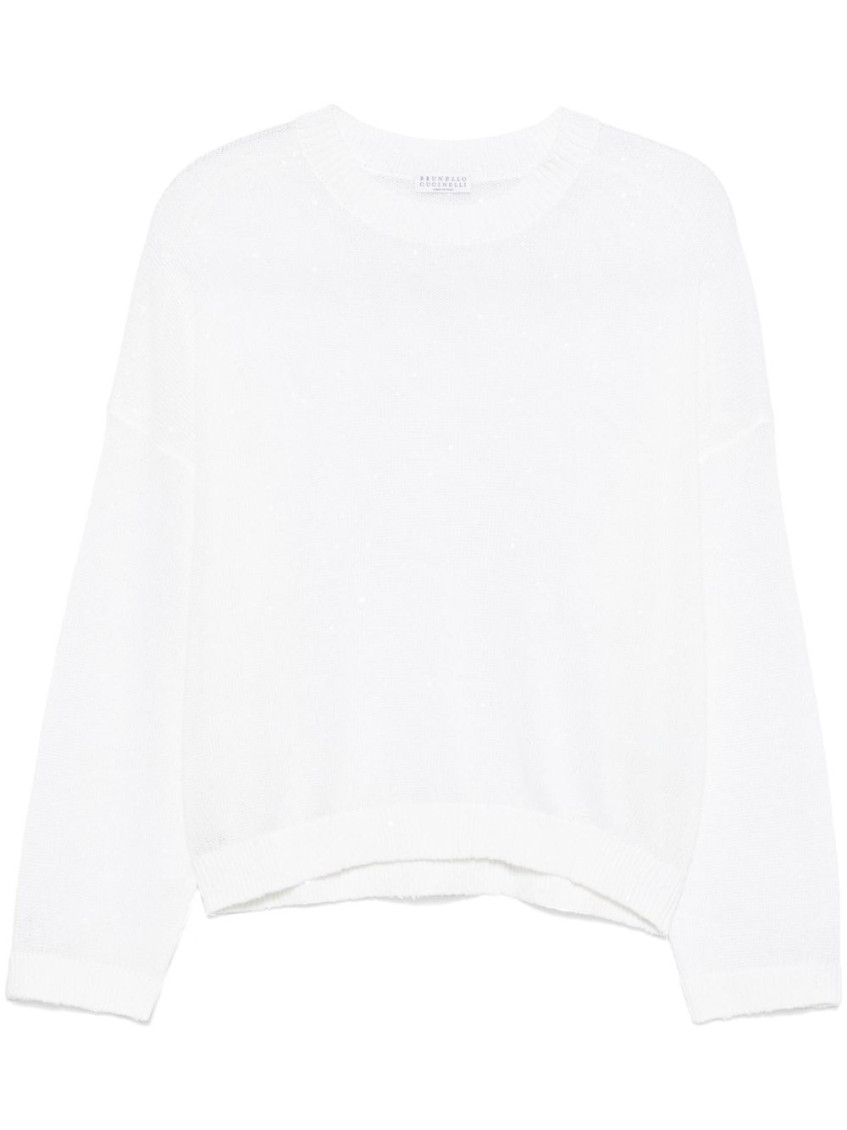 Sequin-embellished sweater - White