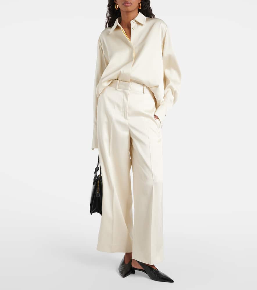 Satin wide-leg pants