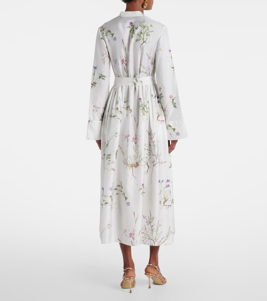 Floral printed silk midi dress