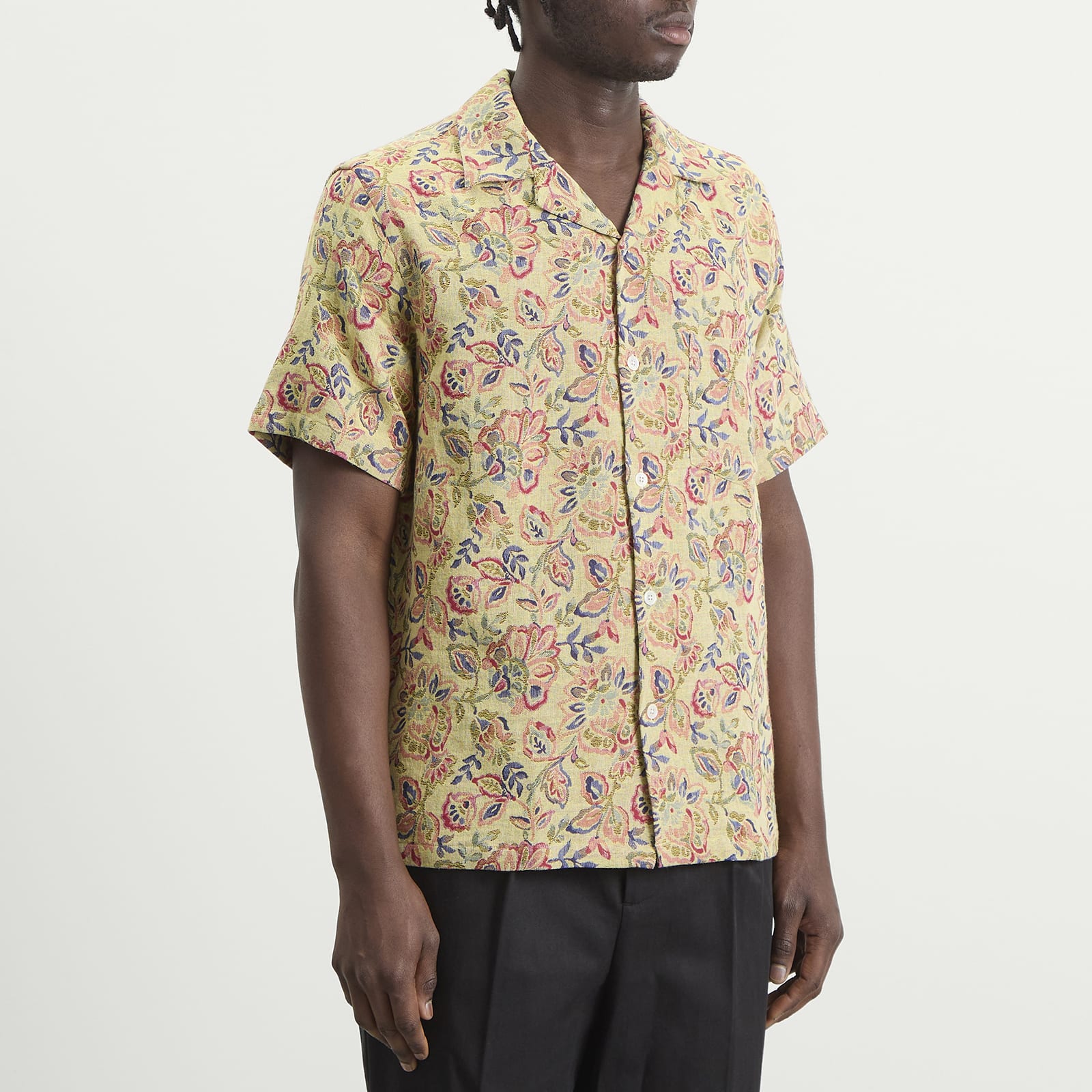 Men's Tapestry Flowers Vacation Shirt Natural