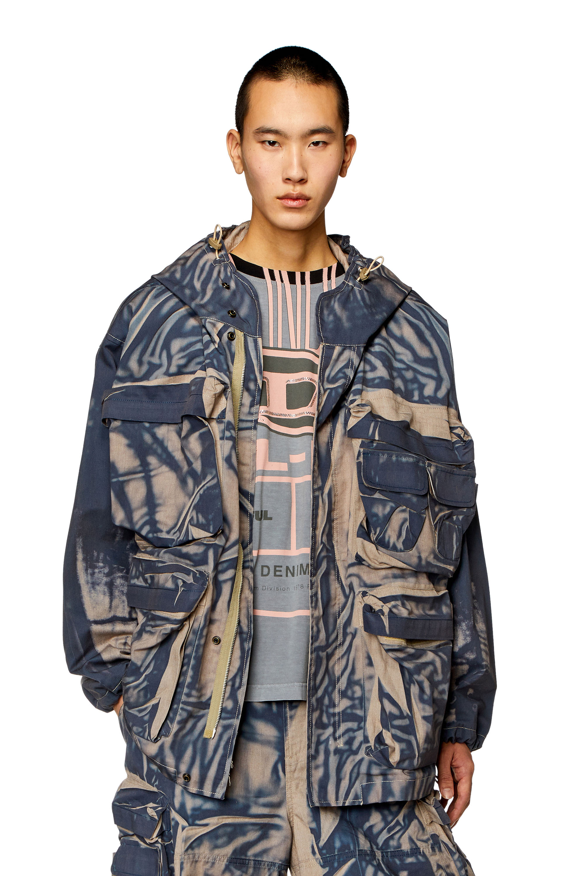 Cargo jacket with creased print - Jackets - Man - Multicolor