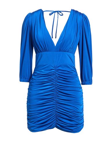 Woman Mini dress Bright blue Size L Polyester, Elastane