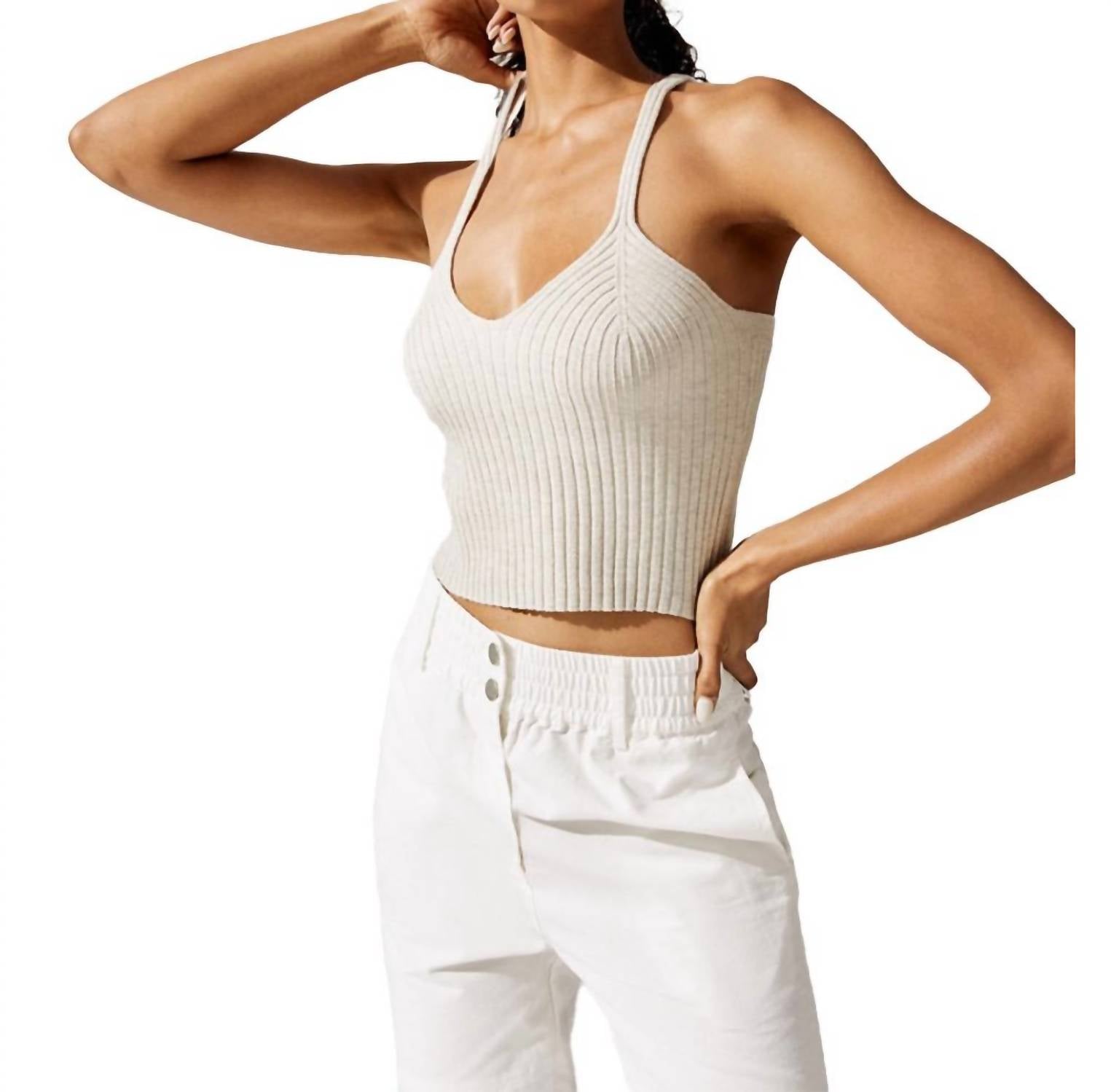 Blended Knit Corset Tank In Shell
