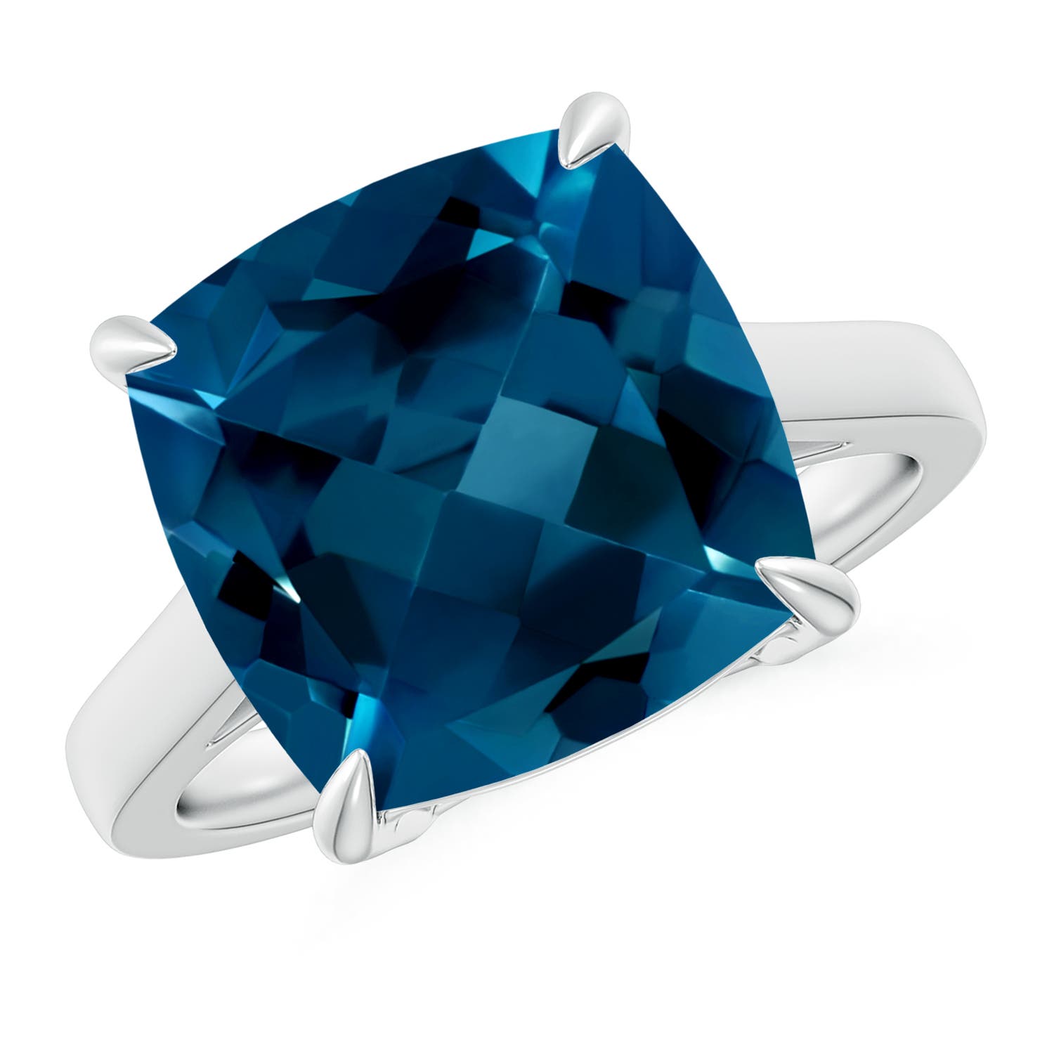Angara 8.0 Carats Classic Solitaire Cushion London Blue Topaz Cocktail Ring in Platinum
