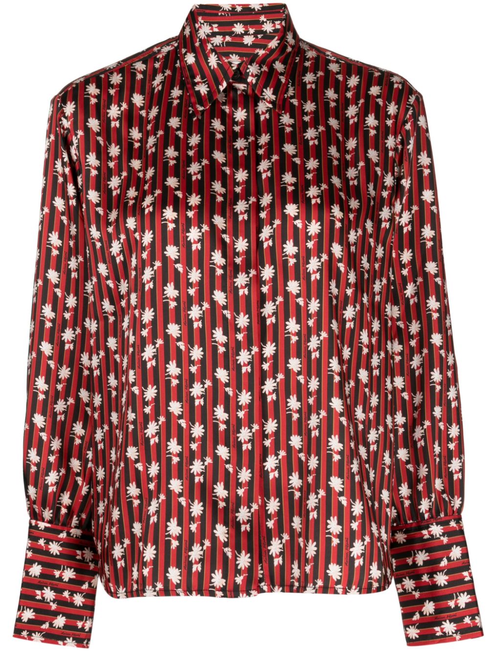 Floral stripes-print long-sleeve shirt - Multicolour