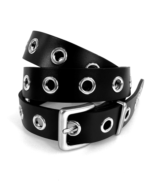 Double Hole Leather Belt_Black