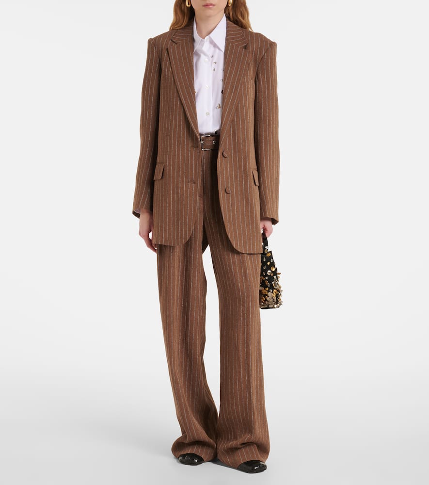 Linen-blend wide-leg pants
