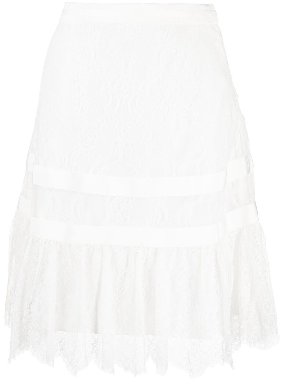 Lace knee-length skirt - White