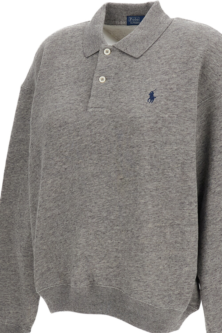 Grey logo Shirt Collar Sweatshirt