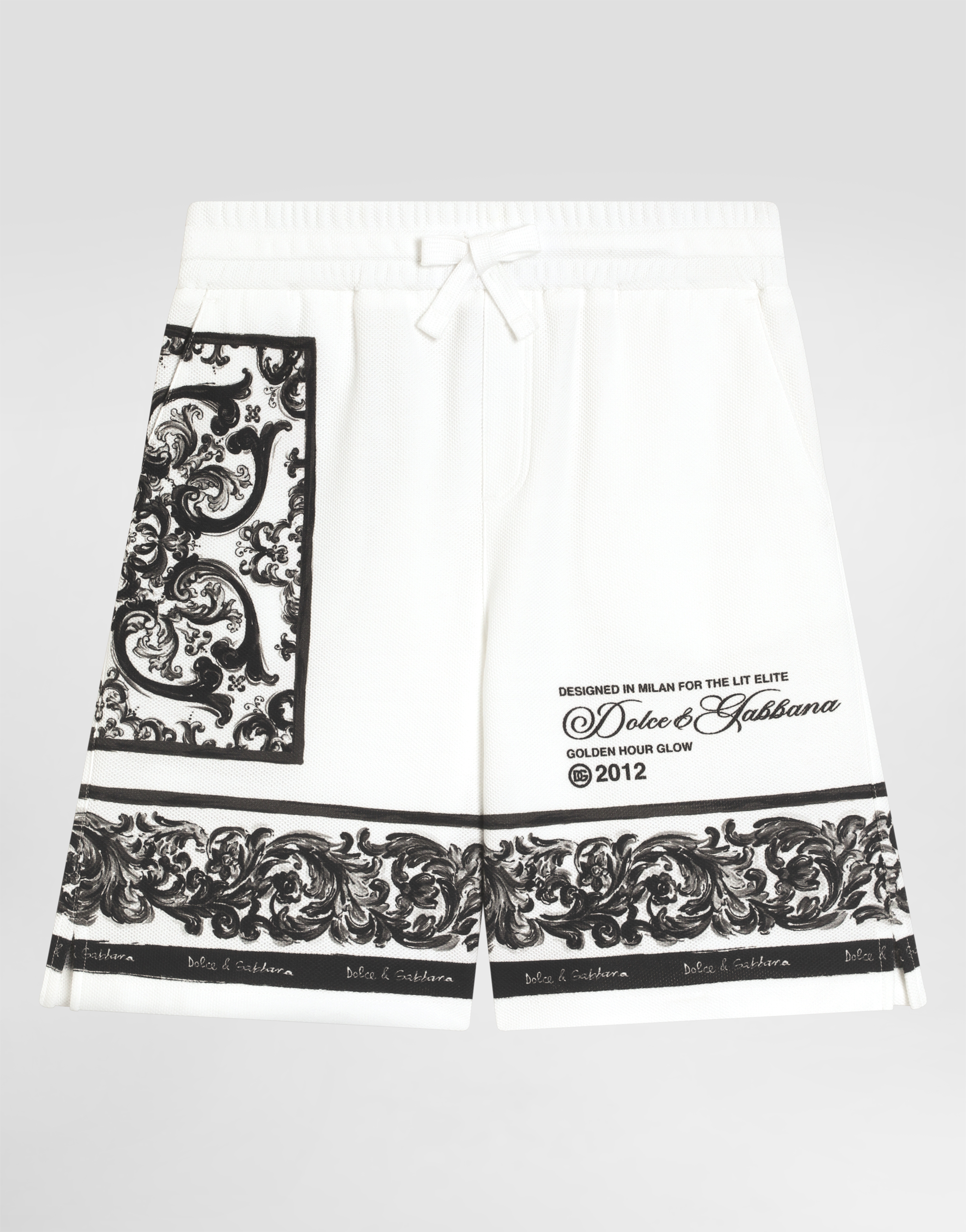 Majolica-print double piqué bermuda shorts