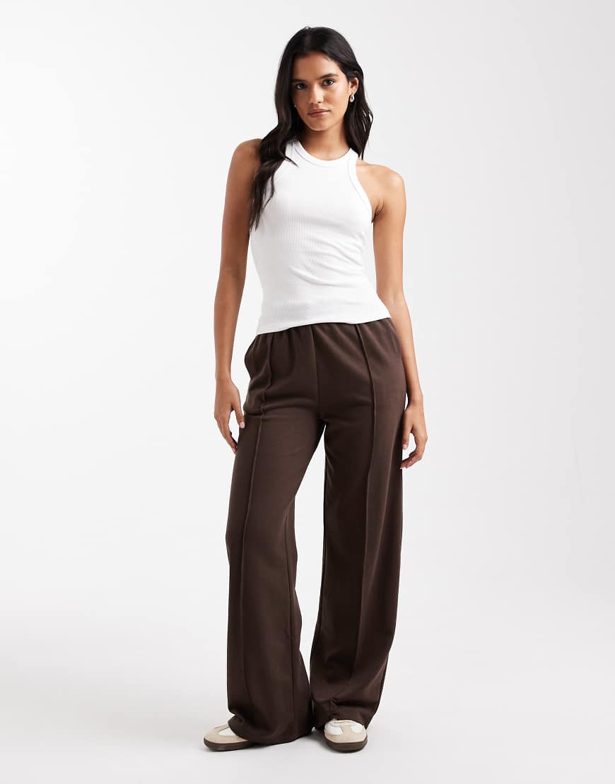 Cotton rich straight leg jogger in chocolate brown