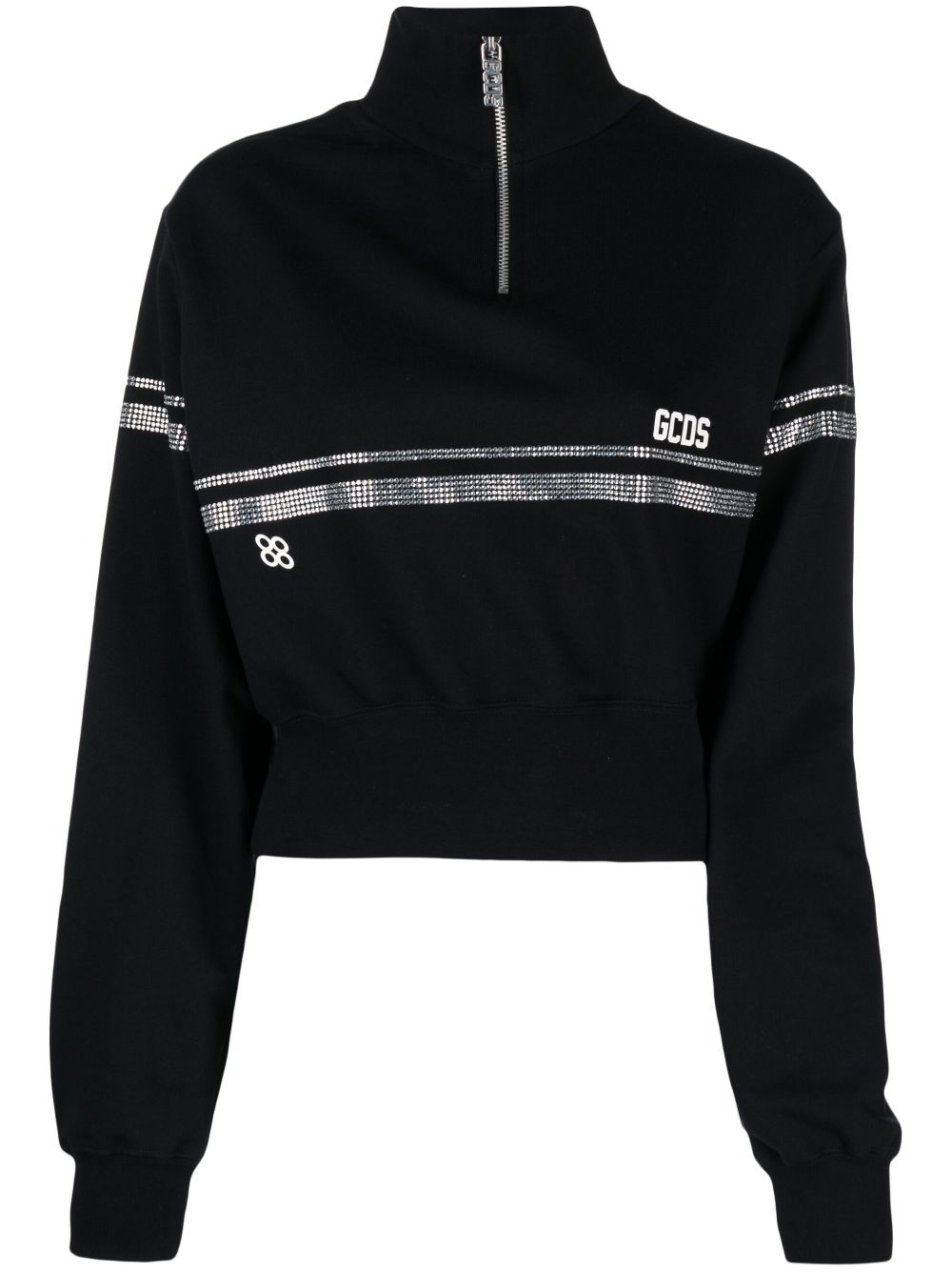 Rhinestone-embellished cropped sweatshirt - White