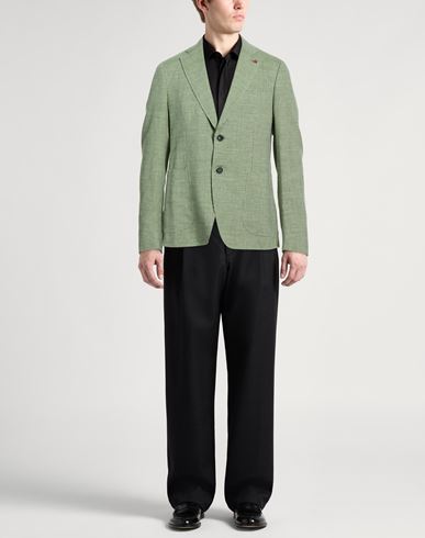 Man Blazer Green Size 40 Wool, Linen, Silk, Mohair wool