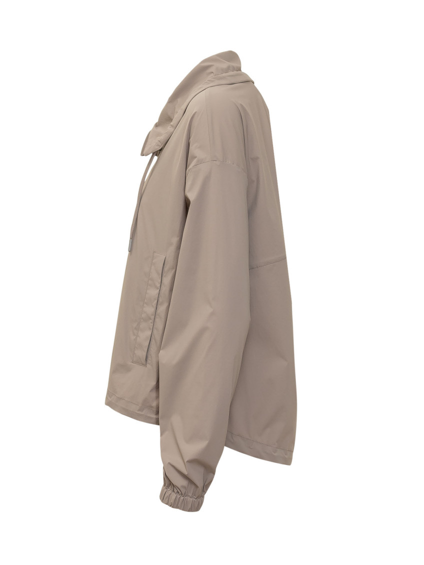 Beige Solid Shirt Collar Jacket