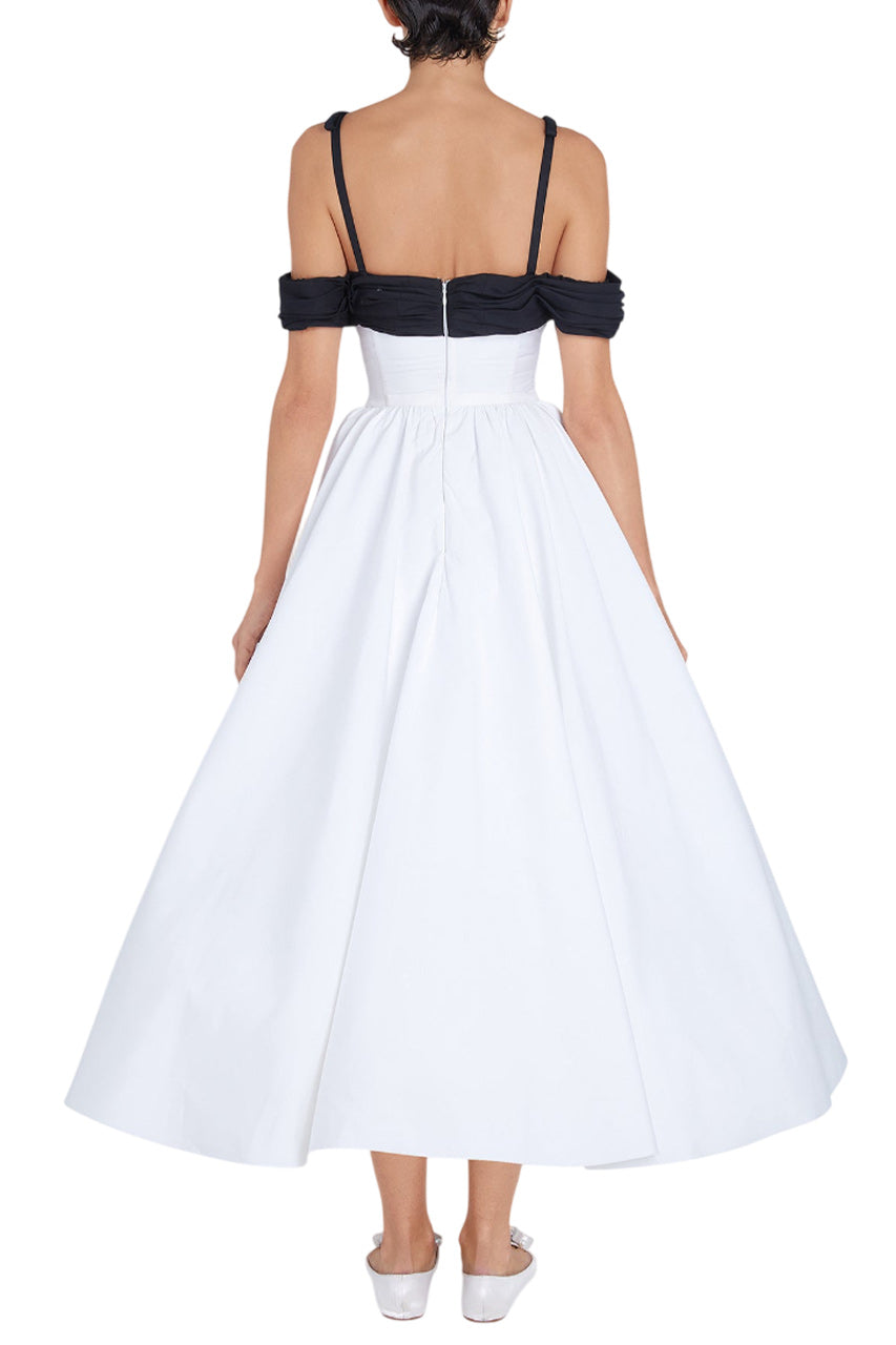 MAXI IVORY POPELINE DRESS AND BLACK TOP