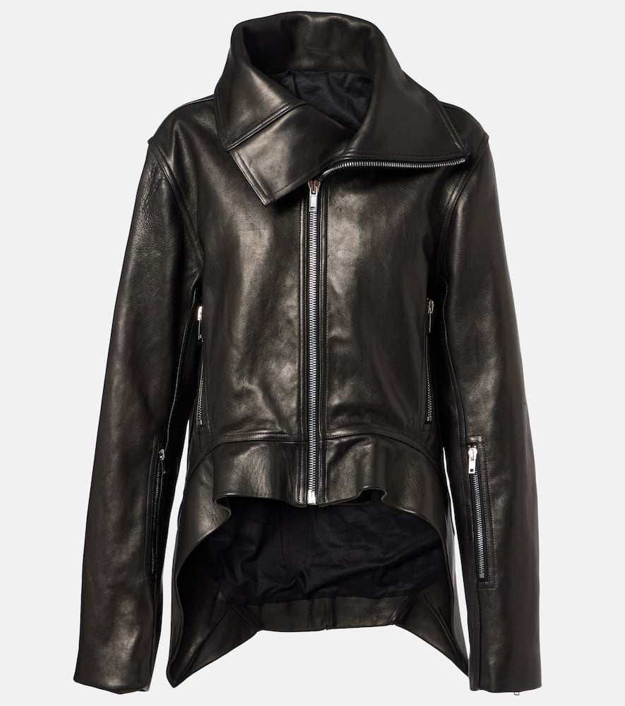 Asymmetric leather jacket