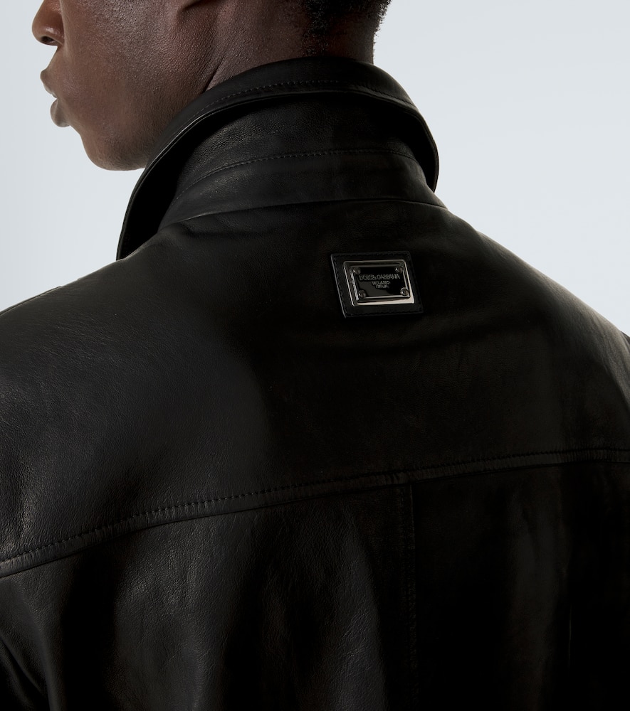 Leather blouson jacket