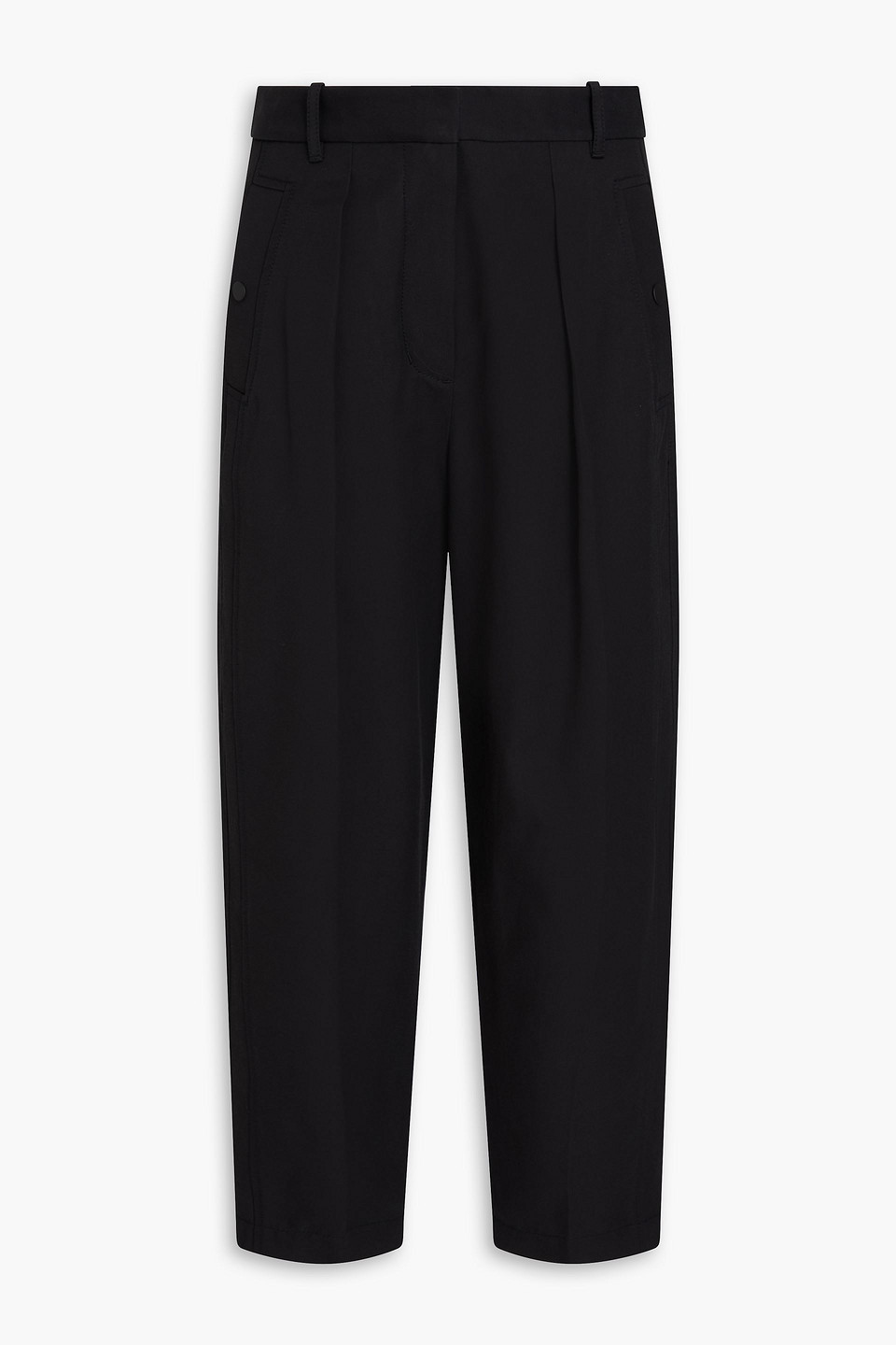 Cropped cotton-blend twill tapered pants - Black - US 12