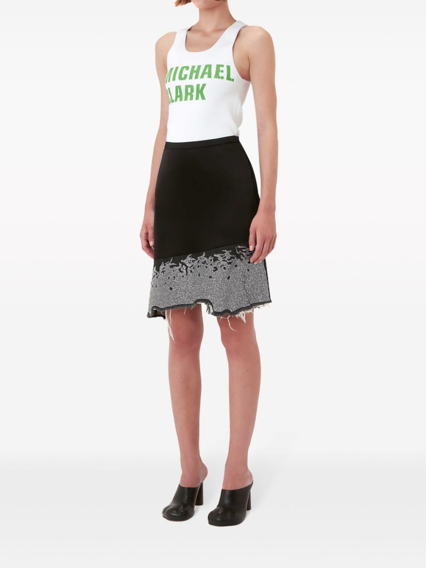 Glitter-detail asymmetric skirt - Black