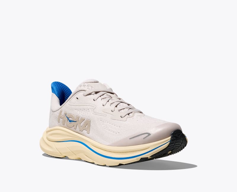 HOKA Clifton 10 Shoes in Stucco/Virtual Blue