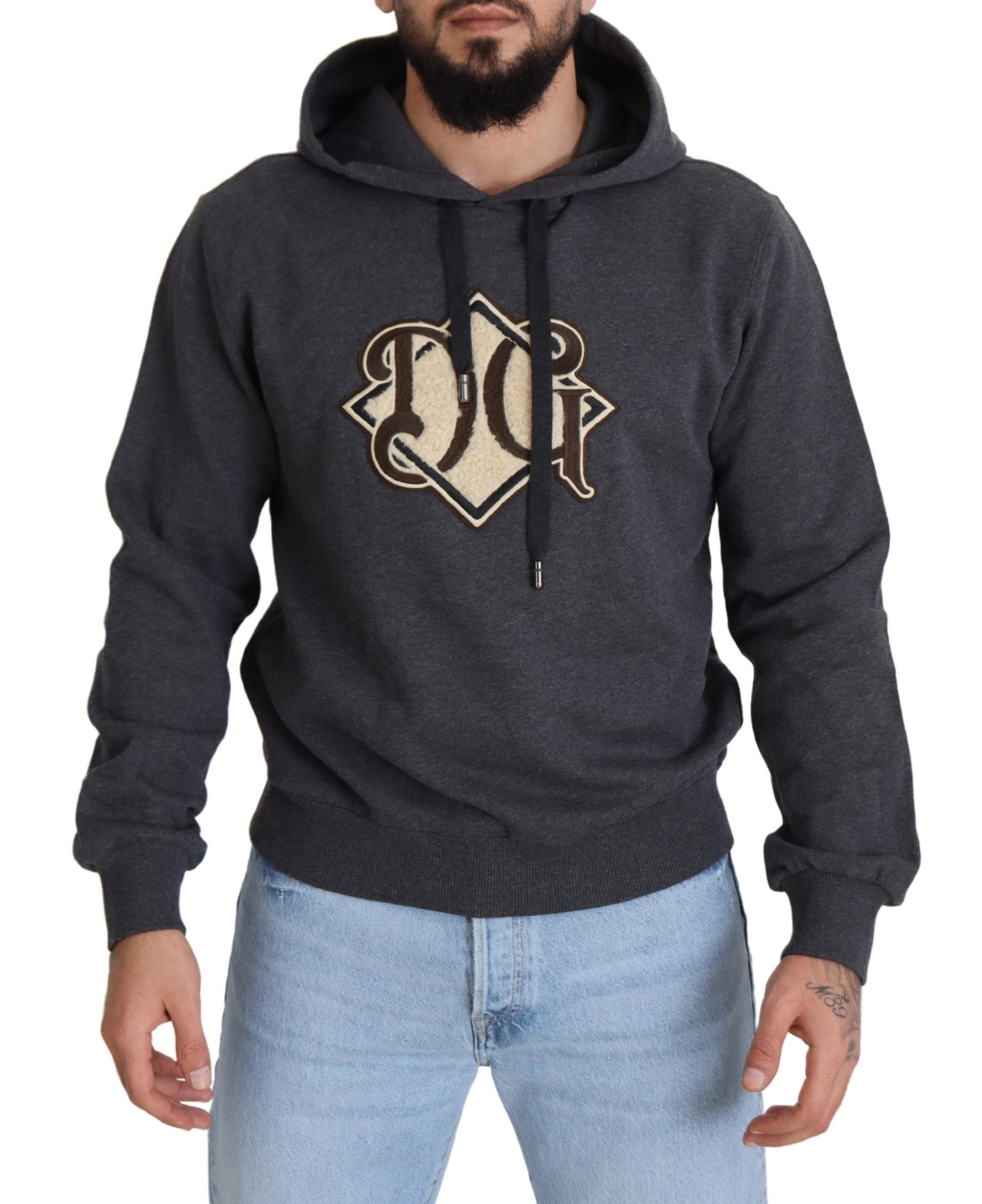 Logo-Embroidered Cotton Hoodie — Gray