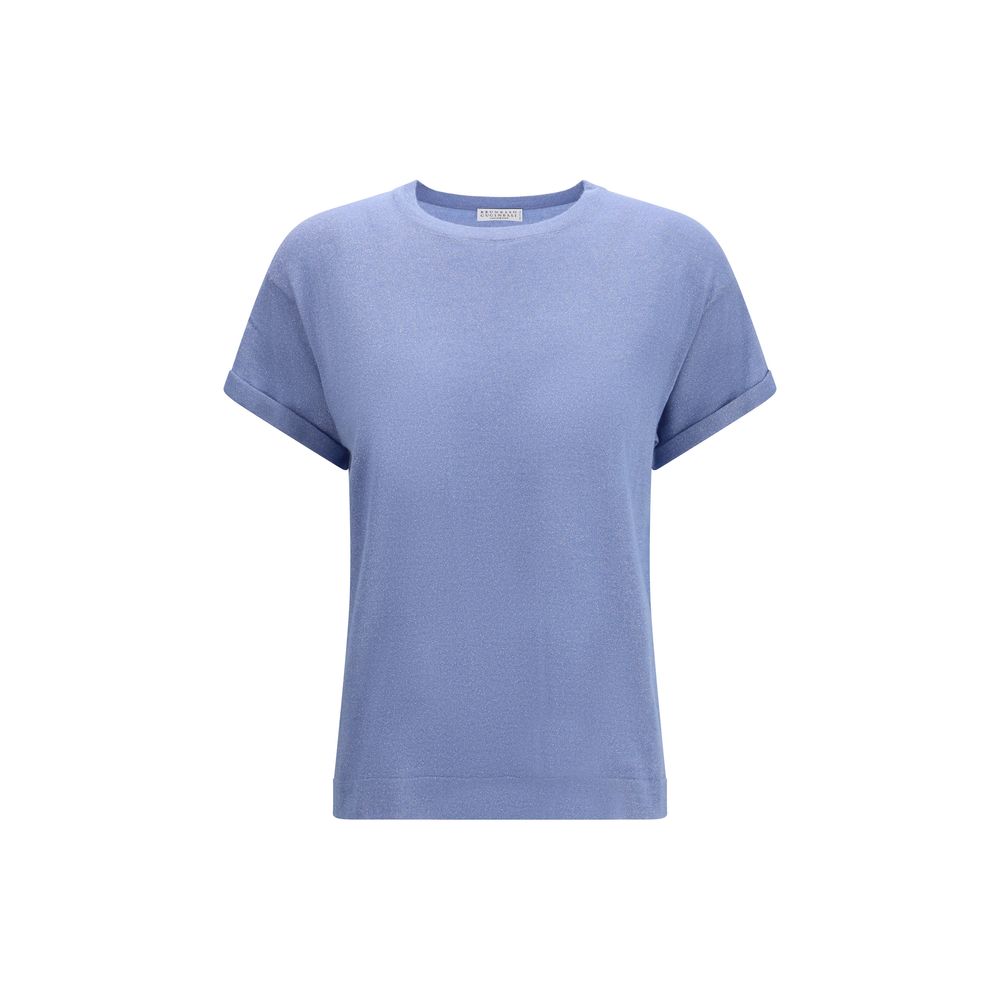 Cashmere-Silk Blend T-Shirt — Blue