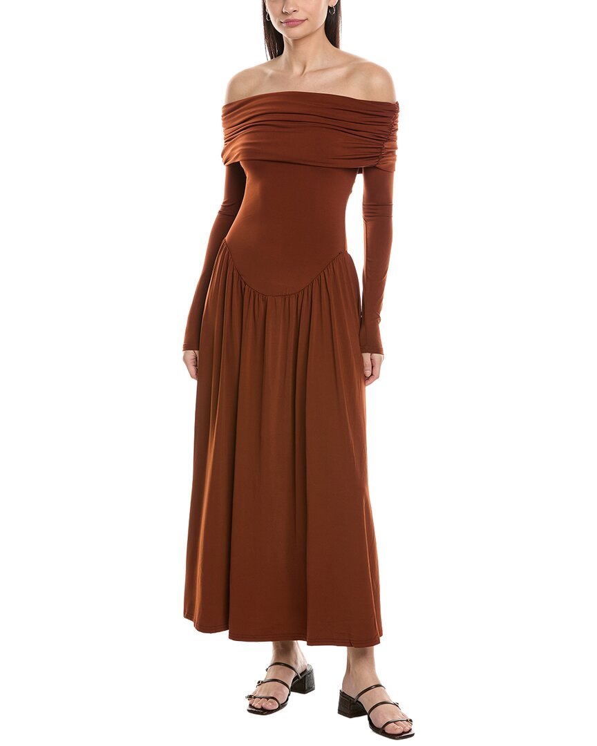 Off Shoulder Ruched Midi Dress