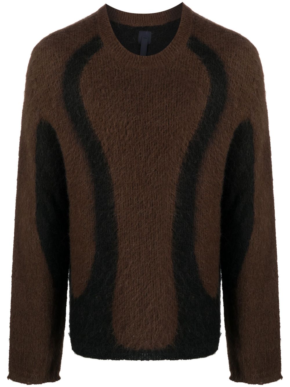 J.LAL two-tone design brushed-effect jumper - Brown