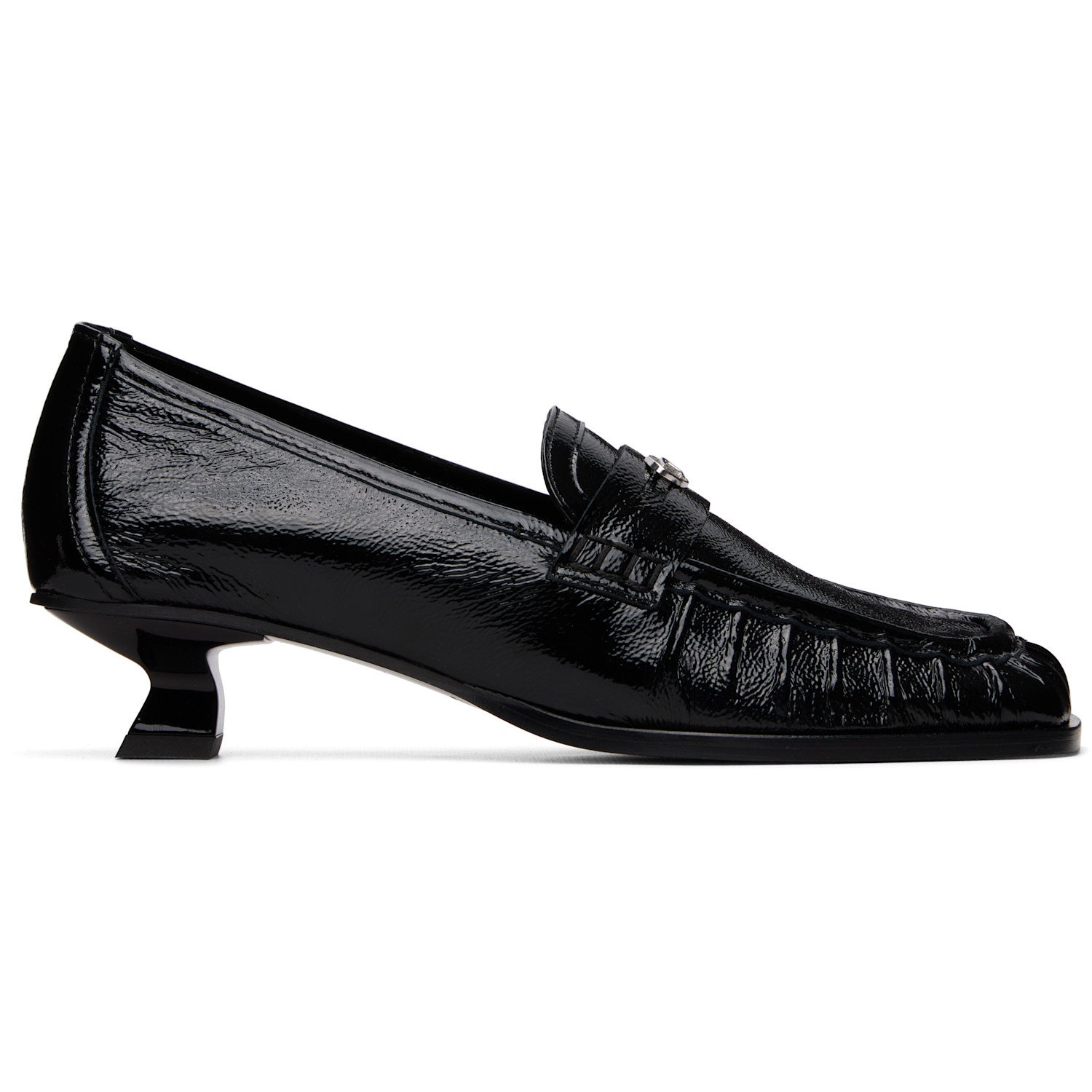 Black D-Amber-Penny Naplak Leather Loafer Heels
