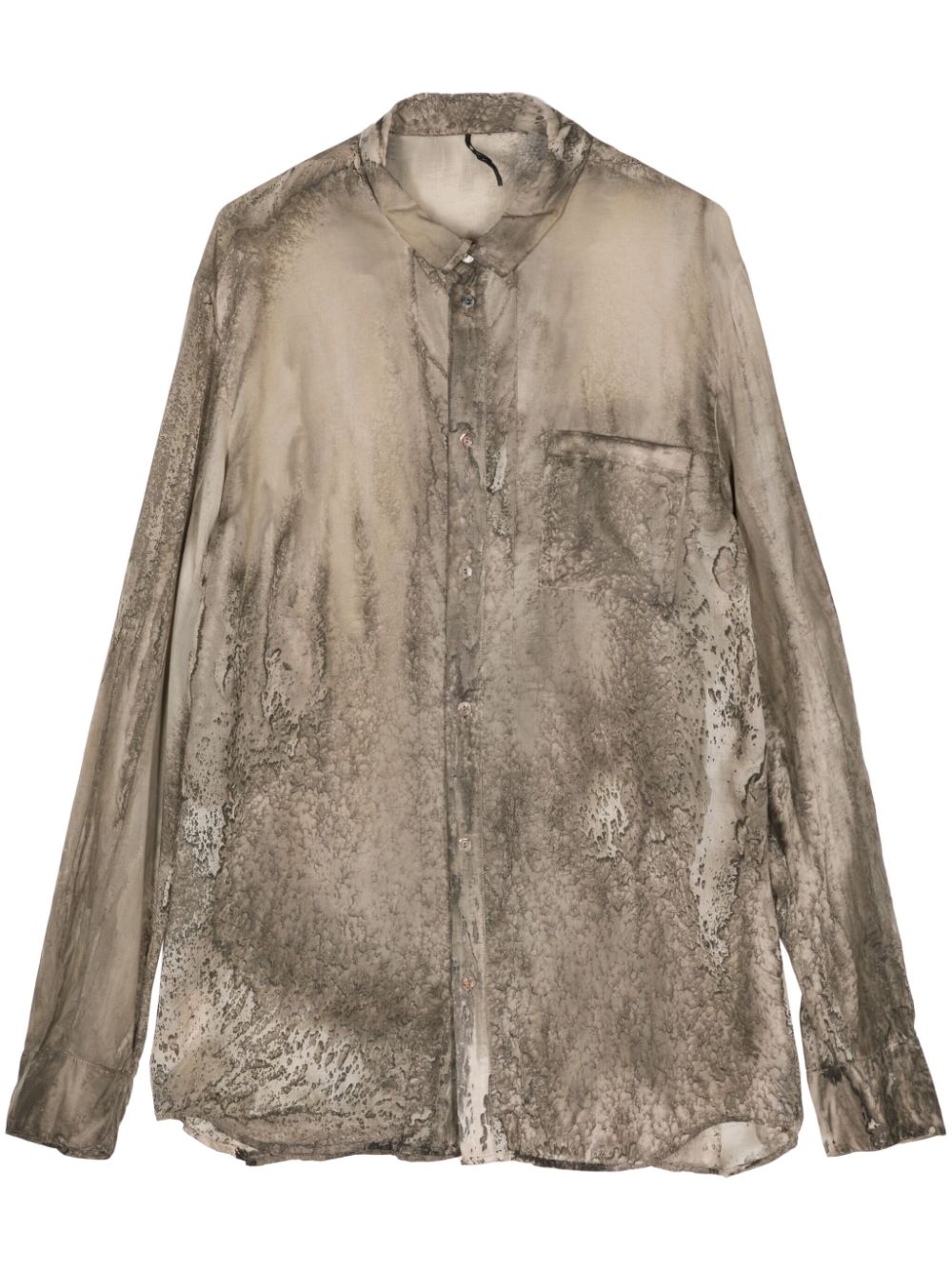 Abstract-print cotton shirt - Brown