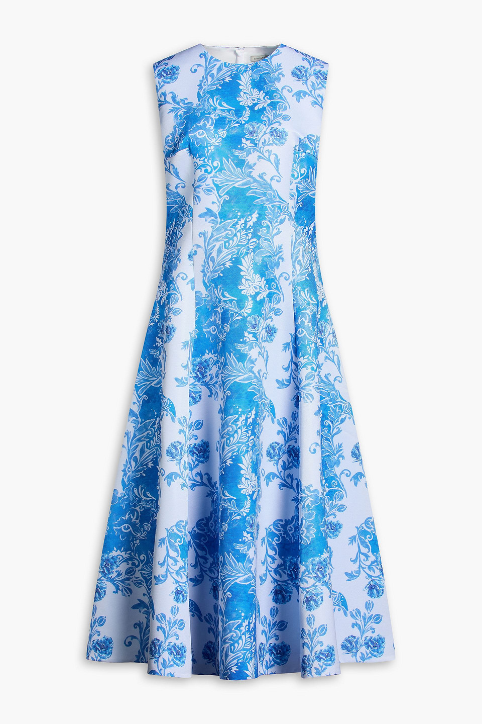 Mara printed faille midi dress - Blue - UK 14