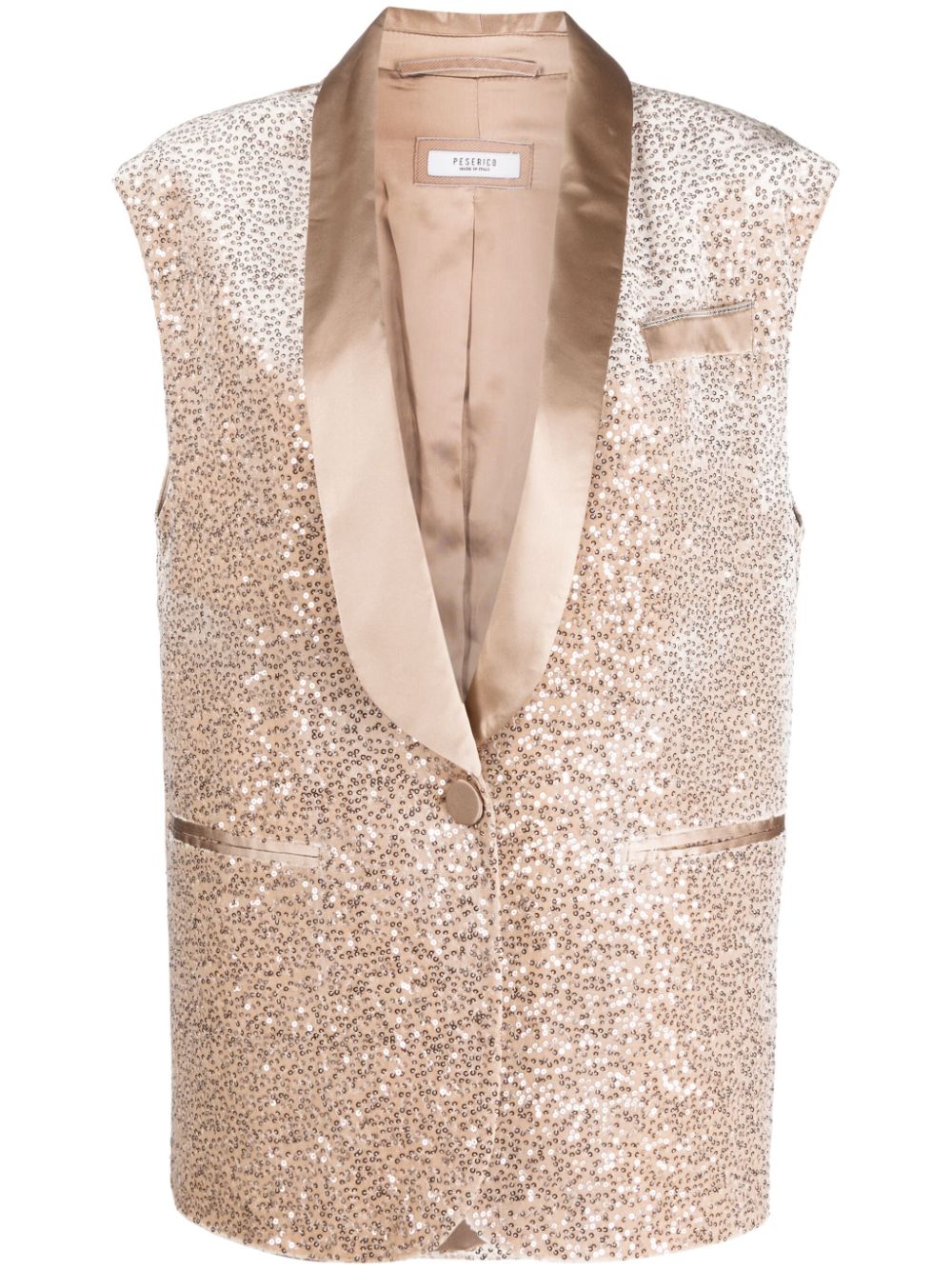 Sequin-embellished sleeveless blazer - Neutrals