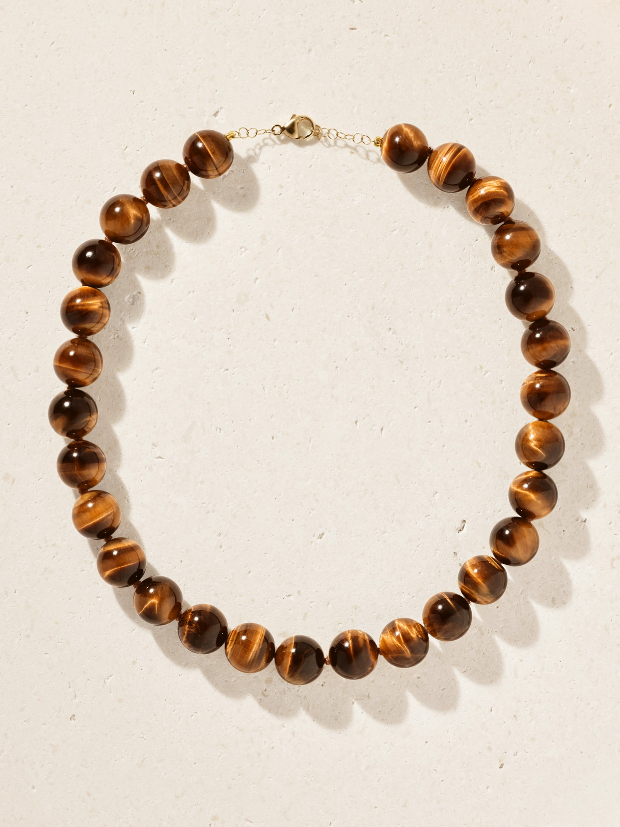 Oracle 14-karat Gold, Tiger's Eye And Crystal Necklace - Brown