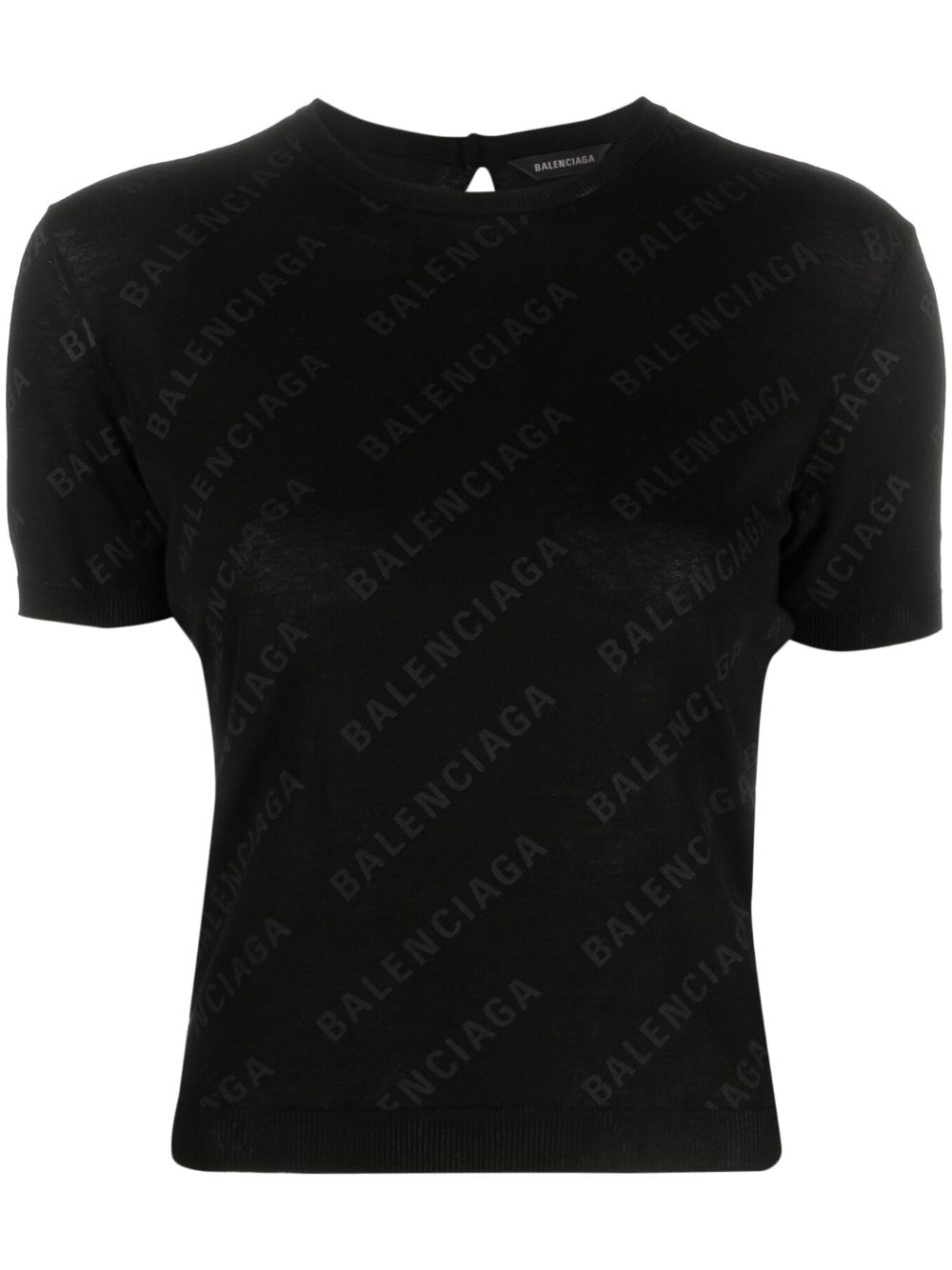 Logo-print cotton knitted top - Black