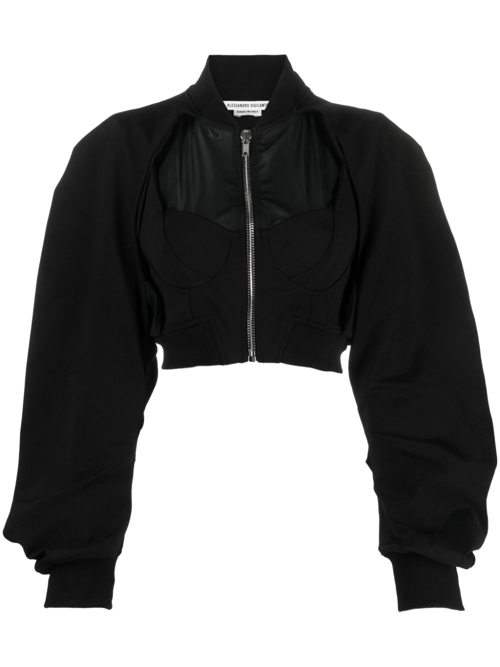 Cut-out cropped bomber jacket - Black