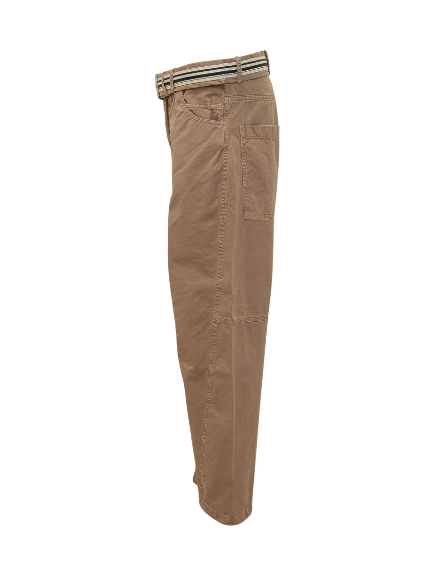 Beige Regular Flat Front Pants