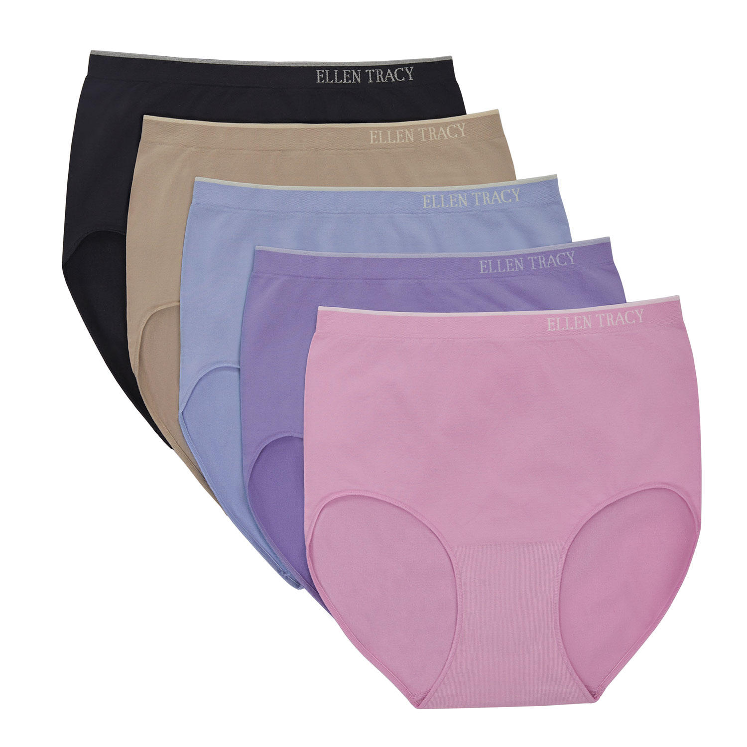 Women's 5-Pack Seamless Brief Blk/Orchid L:- Black/Orchid