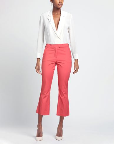 Woman Pants Coral Size 10 Cotton, Elastane