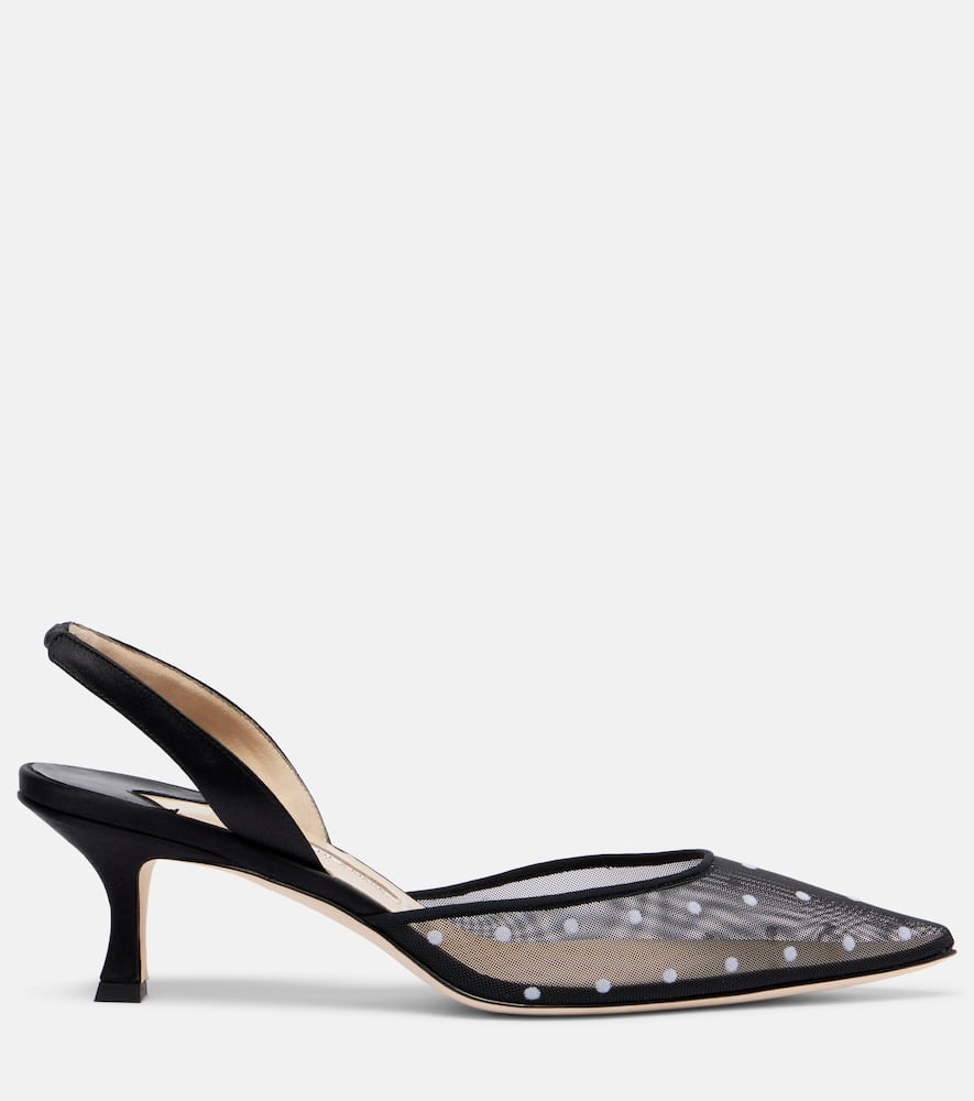 Carolyne 50 polka-dot mesh slingback pumps