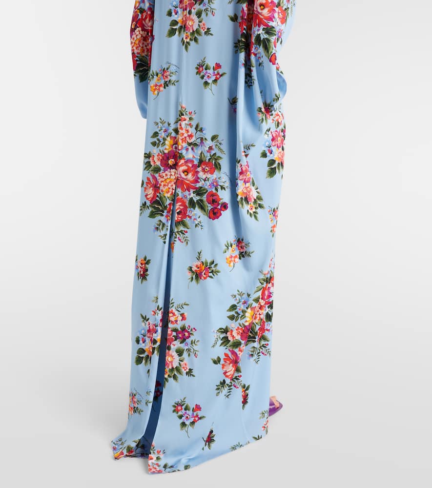Floral silk-blend kaftan