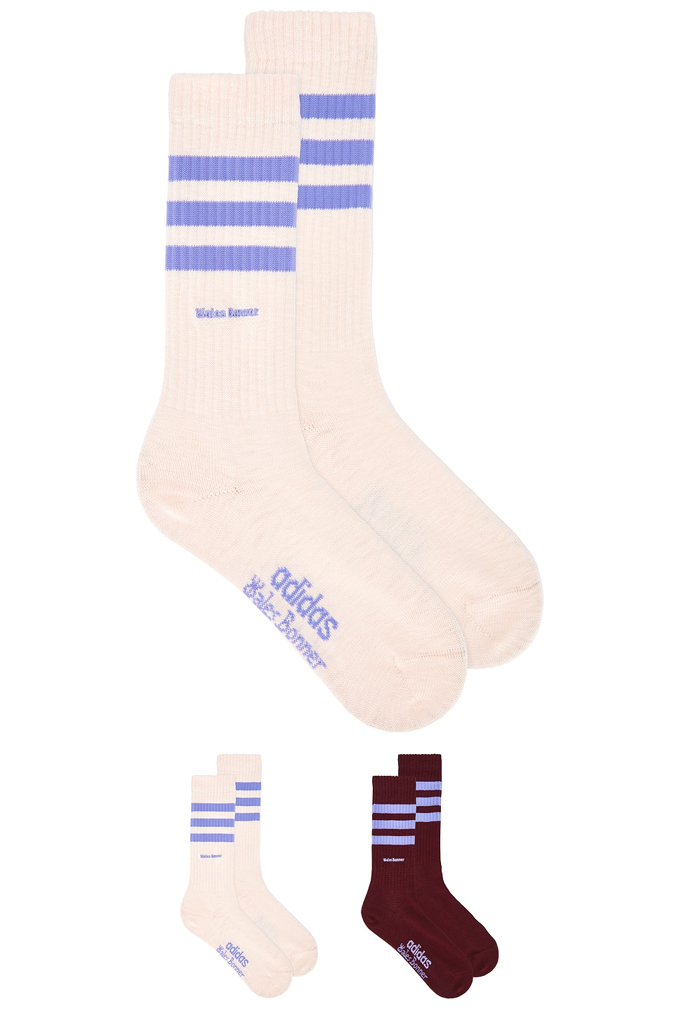 Adidas by Wales Bonner SOCKEN WB in Wine,Cream. Größe L. Also in M, S, XL/1X