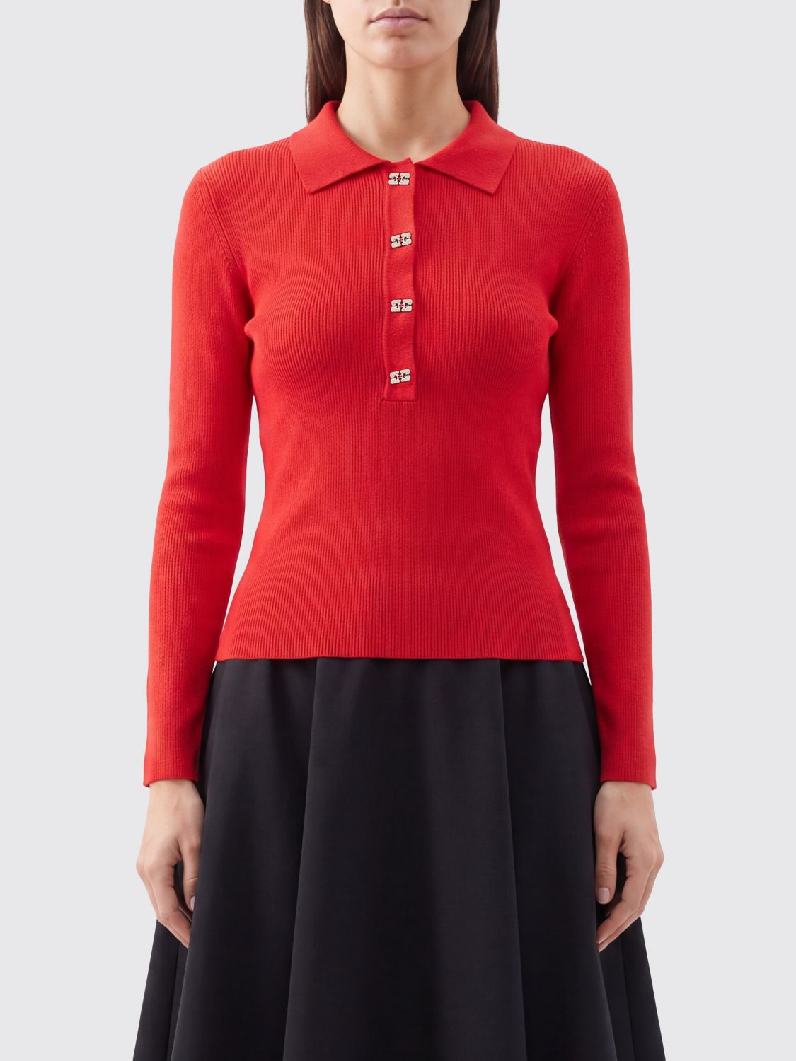 Butterfly Logo Ribbed-Knit Wool Polo