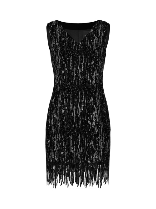 Marc Cain Sheath dress with sequins, black, 46 N