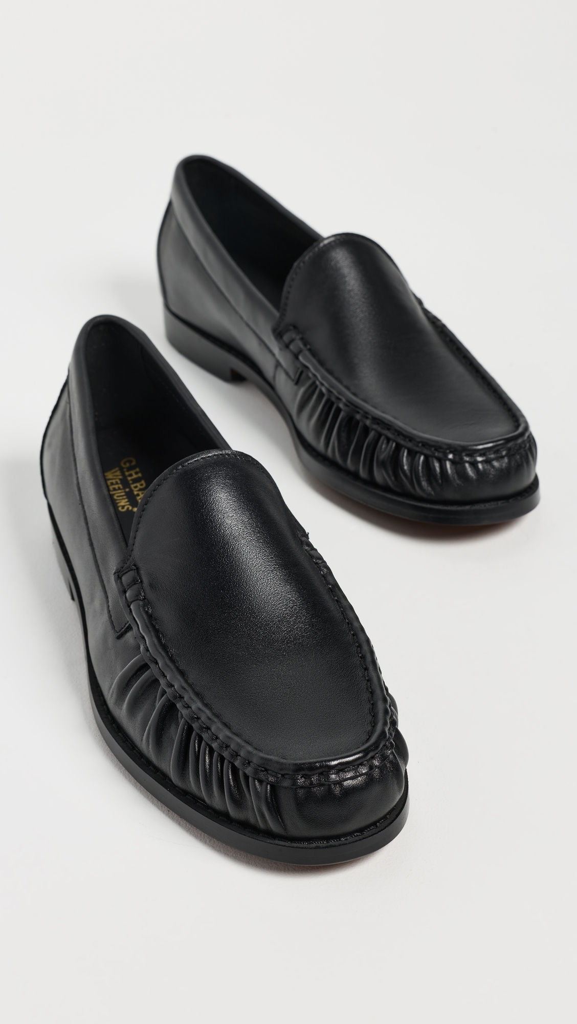 G. H. Bass Venetian Gathered Weejuns Loafers Open Black