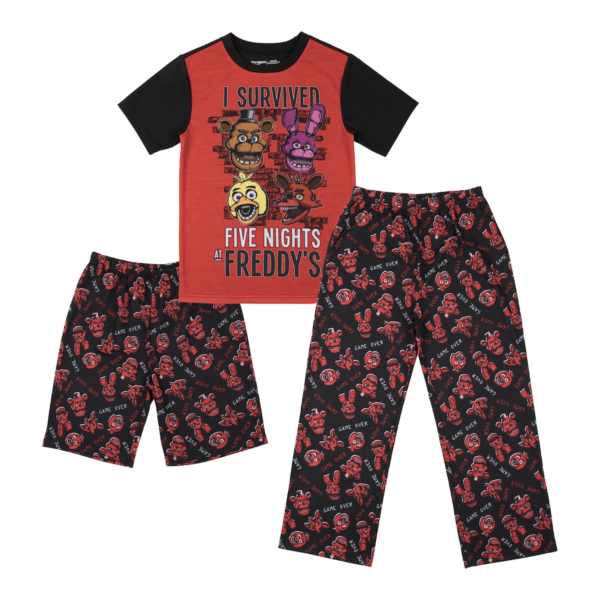 Boys Youth Sleepwear Set Tee Shirt, Sleep Shorts, Sleep Pants - Multicolored