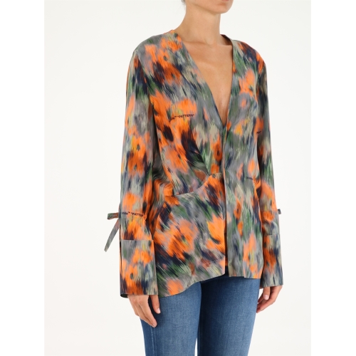 Graphic-print silk blouse - Green