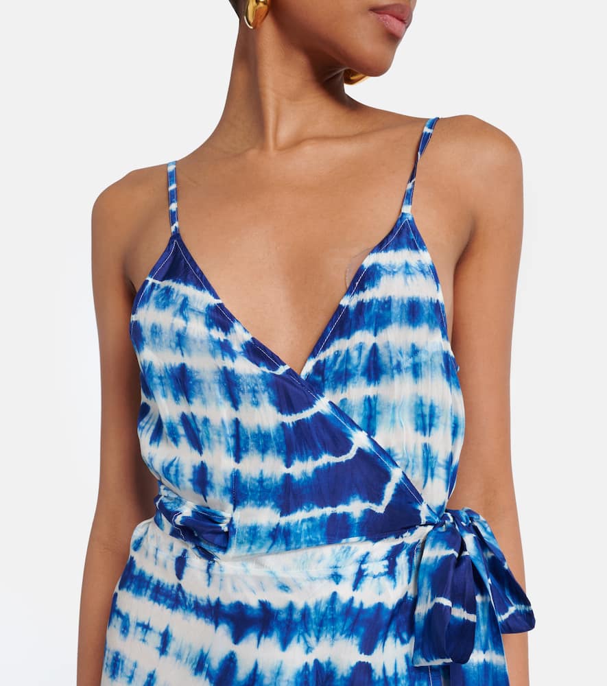 Tie-dye silk wrap dress
