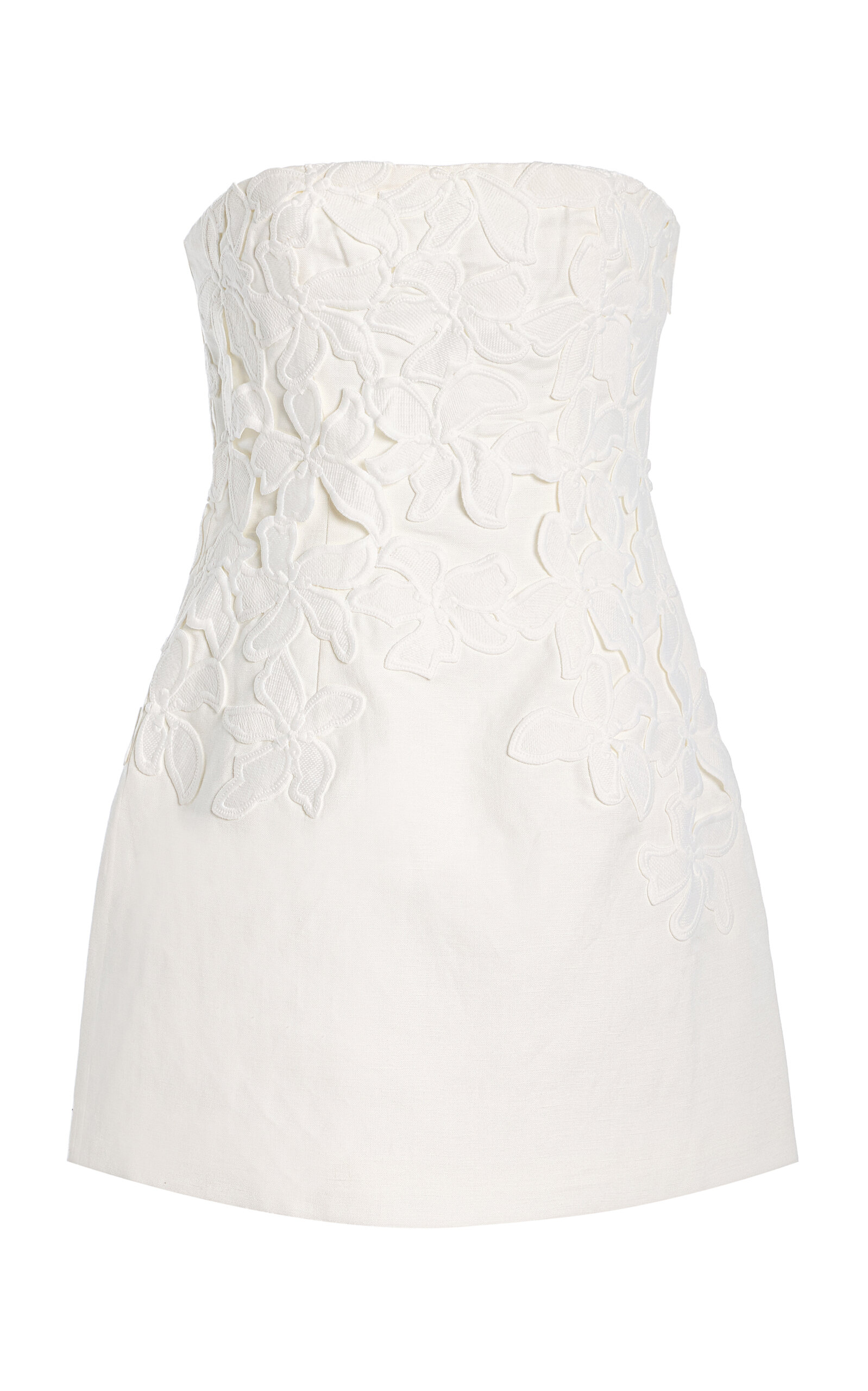Idette Floral-Appliquéd Linen-Blend Mini Dress - Moda Operandi