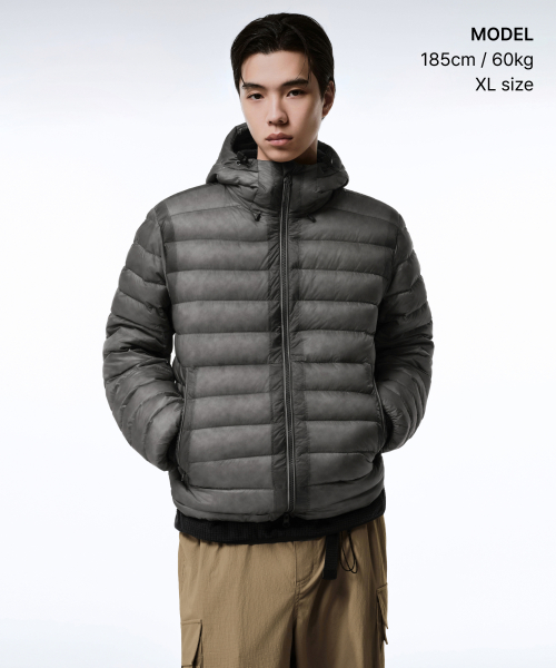 Sheer Hooded Light Down Jacket